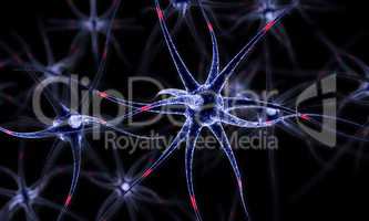 Neurons in the brain 3d illustration