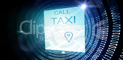 Composite image of vector image of call taxi text with map