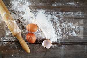 Eggs and rolling pin