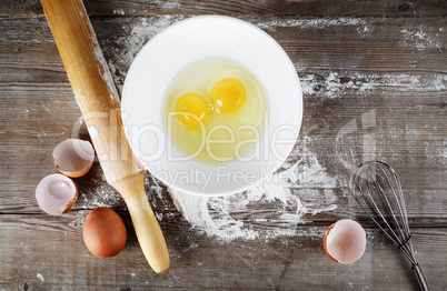 Still life with raw eggs
