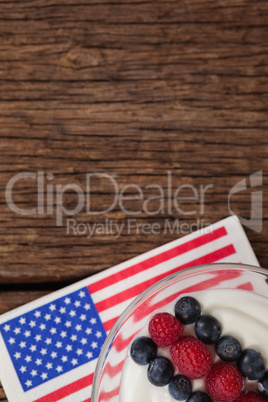 Close-up of fruit ice cream with 4th july theme