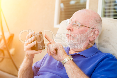 Senior Adult Man Using Smart Cell Phone.