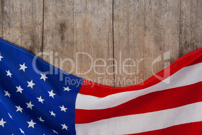 American flag on a wooden table