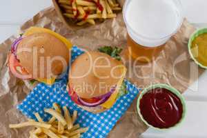 Drink and snacks decorated with 4th july theme