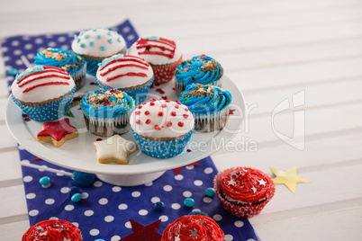 Decorated cupcakes with 4th july theme