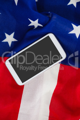 Mobile phone on an American flag