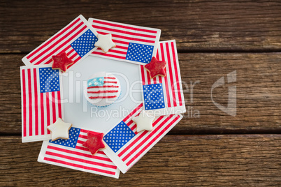 American flags and sugar cookies arranged over plate