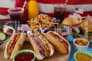 Drink and snacks on wooden table