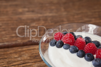 Close-up of fruit ice cream in bowl