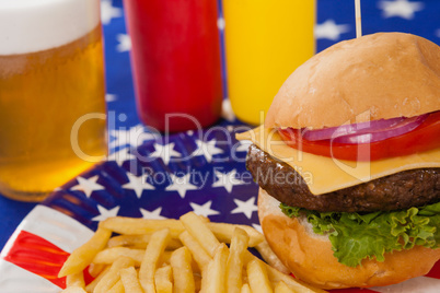 Snacks in plate with 4th july theme