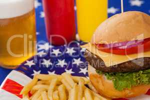 Snacks in plate with 4th july theme