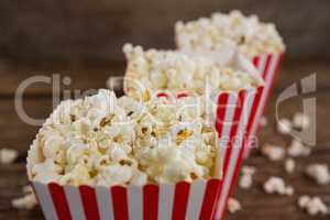 Popcorn arranged in a row with 4th july theme