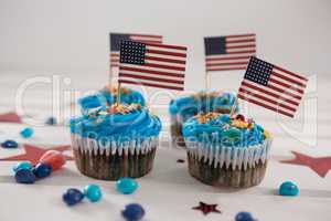 Cupcakes decorated with 4th july theme
