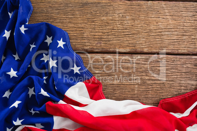 American flag on a wooden table