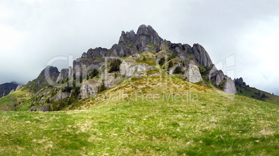 Panoramic view of Mount Ciucas on spring