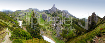 Panoramic view of Mount Ciucas on spring