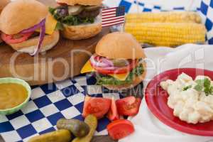 Hamburger decorated with 4th july theme