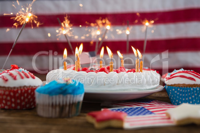 Patriotic 4th of july cake and cupcake