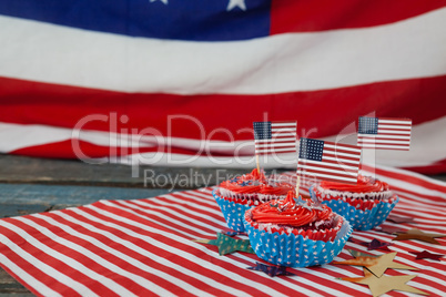 Decorated cupcakes with 4th july theme