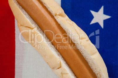 Hot dog against American flag