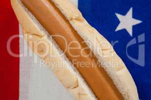 Hot dog against American flag