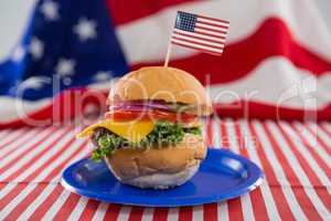 Burger decorated with 4th july theme