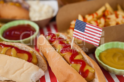Hot dog decorated with 4th july theme
