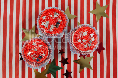 Decorated cupcakes with 4th july theme