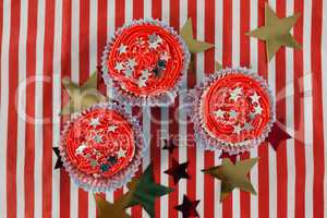 Decorated cupcakes with 4th july theme