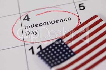 American flag with fourth of july calendar