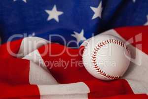 Baseball ball on American flag