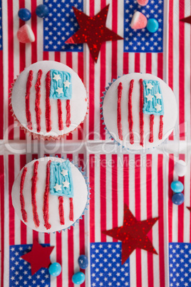 Close-up of decorated cupcakes