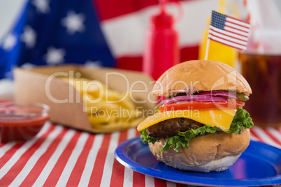 Burger decorated with 4th july theme