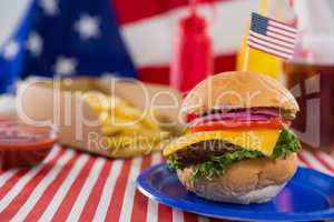 Burger decorated with 4th july theme