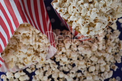 Close-up of scattered popcorn