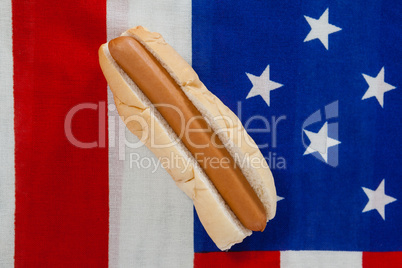 Hot dog against American flag