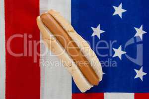 Hot dog against American flag