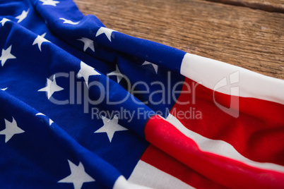 American flag on a wooden table