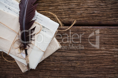 Quill feather with nostalgic letters