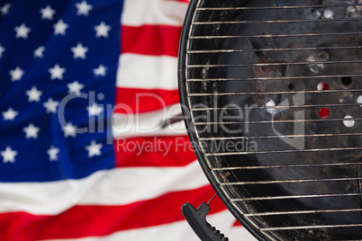 Barbeque against American flag