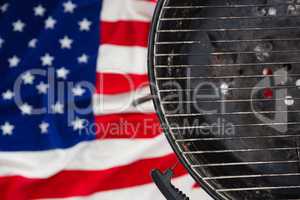 Barbeque against American flag