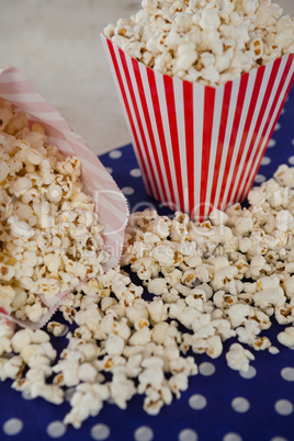 Close-up of popcorn with 4th july theme