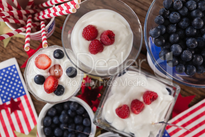 Fruits and ice cream with 4th july theme