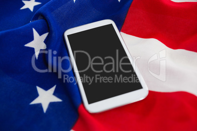 Mobile phone on an American flag
