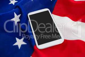 Mobile phone on an American flag
