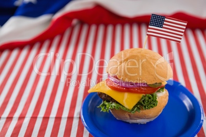 Burger decorated with 4th july theme