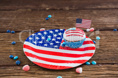 Independence day cupcake on patriotic plate