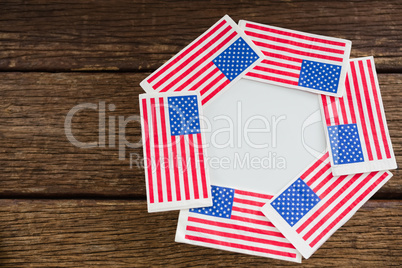 American flags arranged over plate