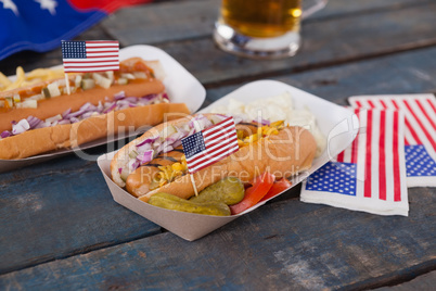 Hot dogs decorated with 4th july theme