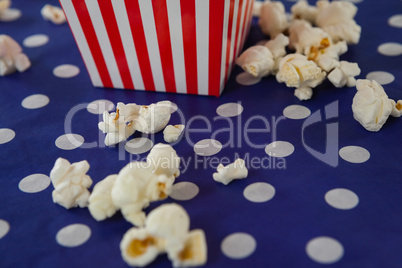 Close-up of popcorn with 4th july theme